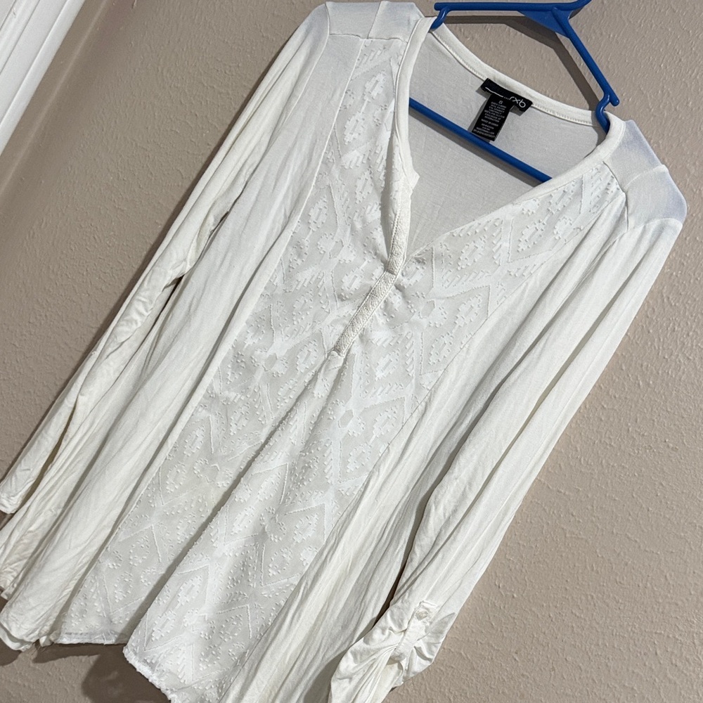 RXB White Textured Long Sleeve Blouse - S